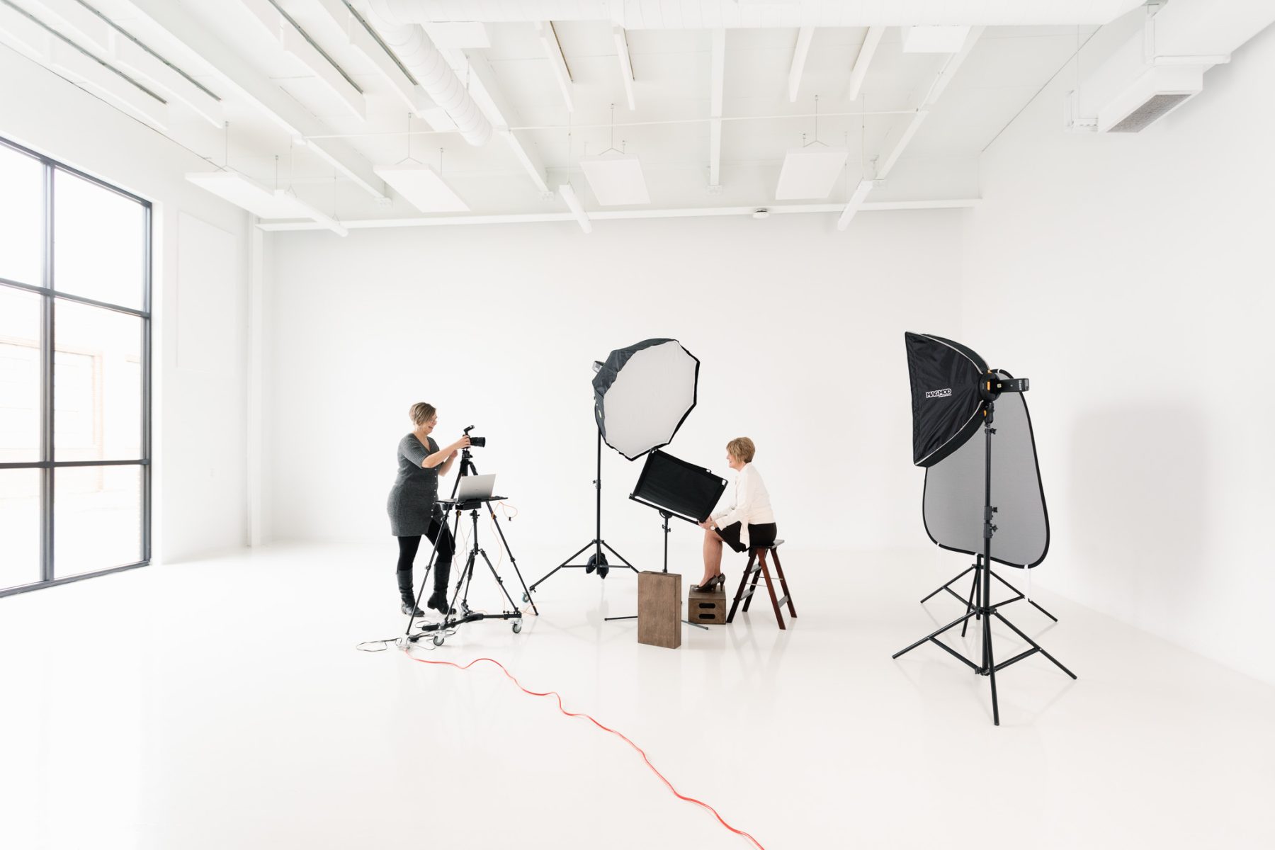 BTS headshot session at the all-white studio at SUPPLY